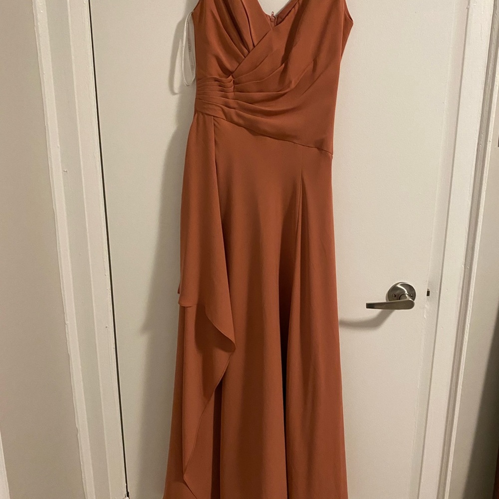 David's Bridal Pleated Dusty Rose Maxi Dress